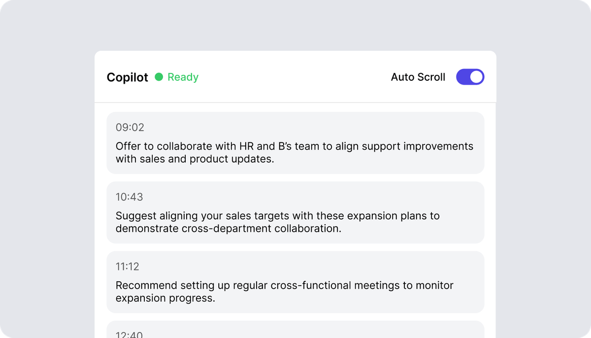 Real-time answer suggestions interface