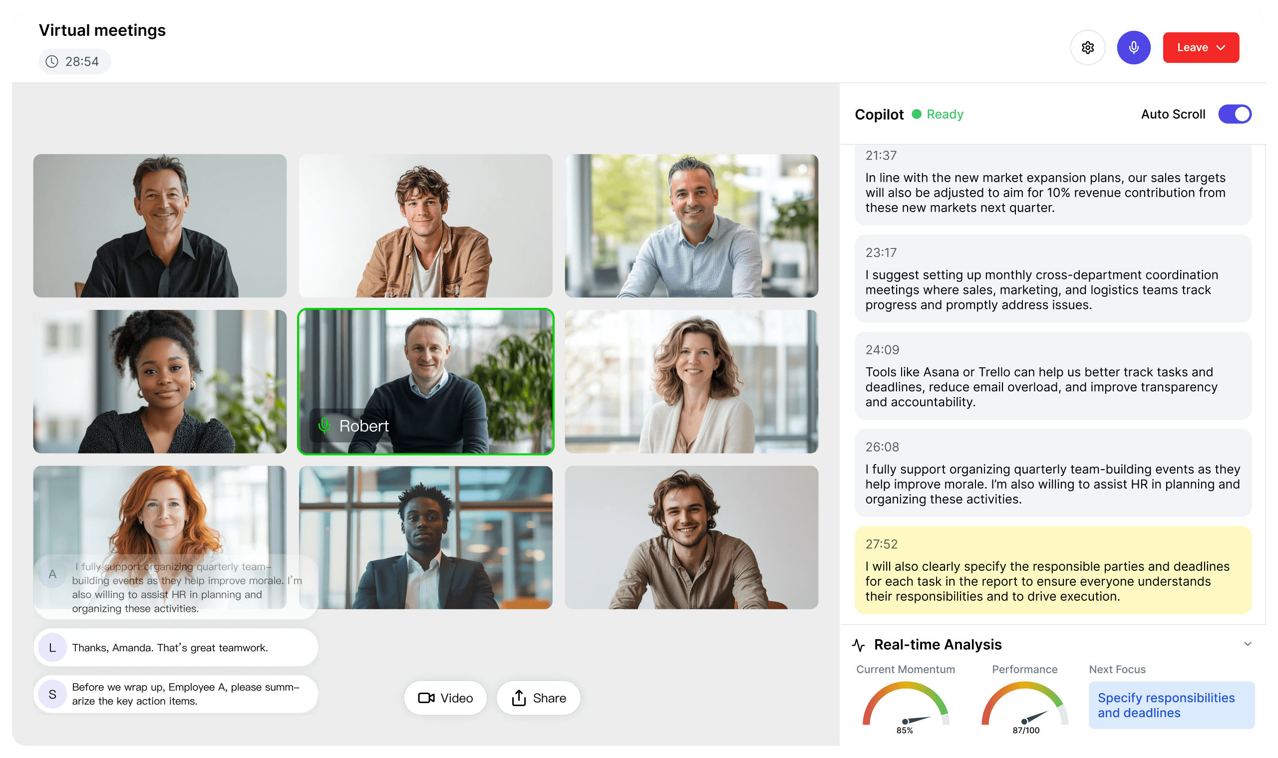 Virtual Meeting Interface